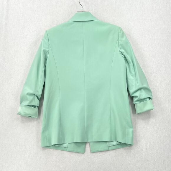 ALICE AND OLIVIA Denny Notch Collar Roll Cuff Blazer Womens Small Mint Green - Picture 6 of 16